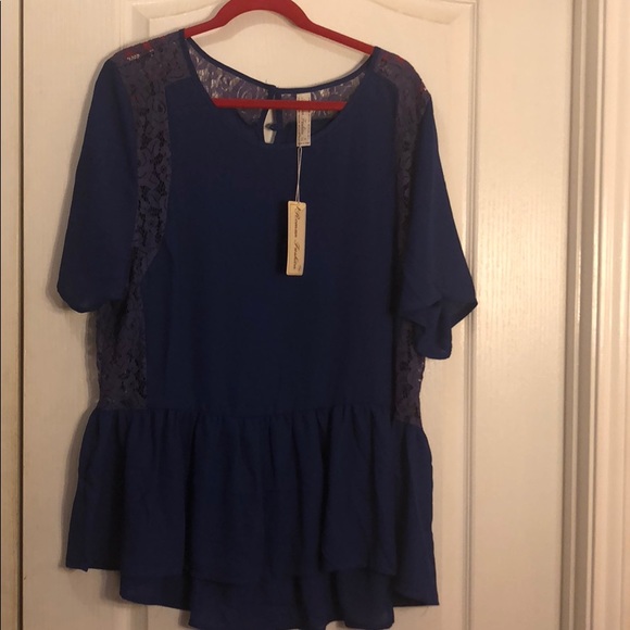 Tops - Royal Blue Peplum Blouse